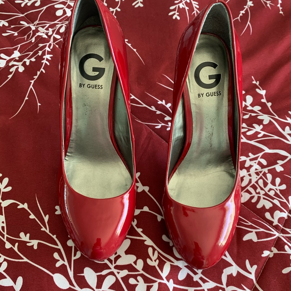 Guess size 8 red high heeled shoes!